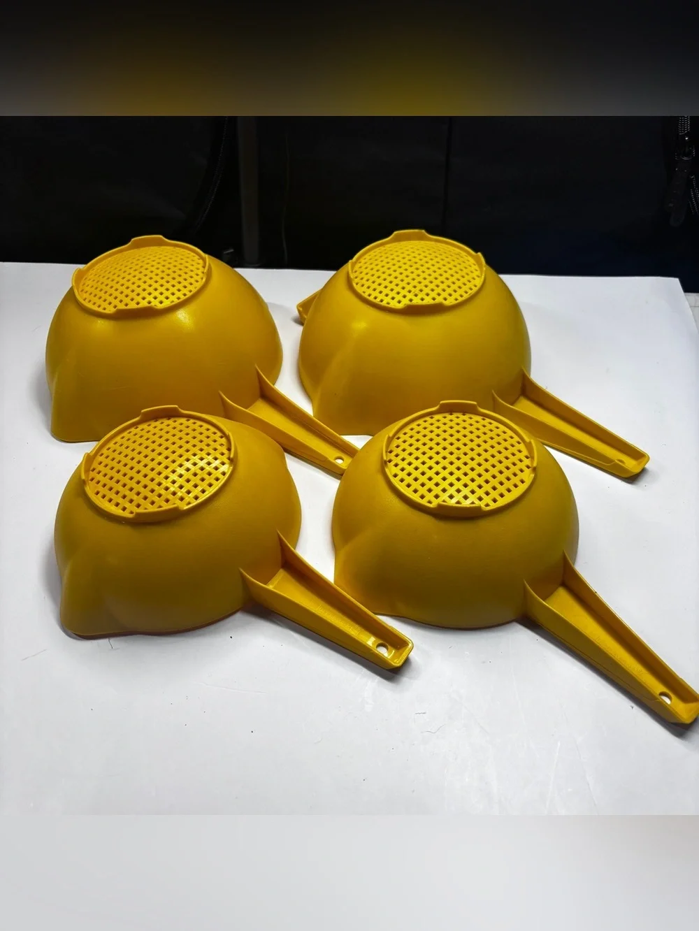 Vtg Tupperware 4 Yellow Colander Strainer 2qt 1 qt Grandma Cottage Core Country